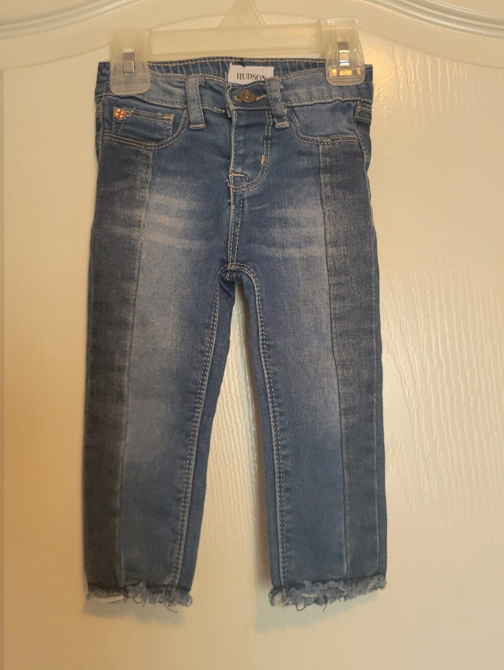 Hudson Jeans Newborn Two-Tone Blue Denim Jeans with Frayed Hem 12 months